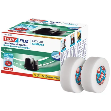 tesafilm Tischabroller Easy Cut Compact schwarz inkl.1 Rolle tesafilm invisible 33mx19mm