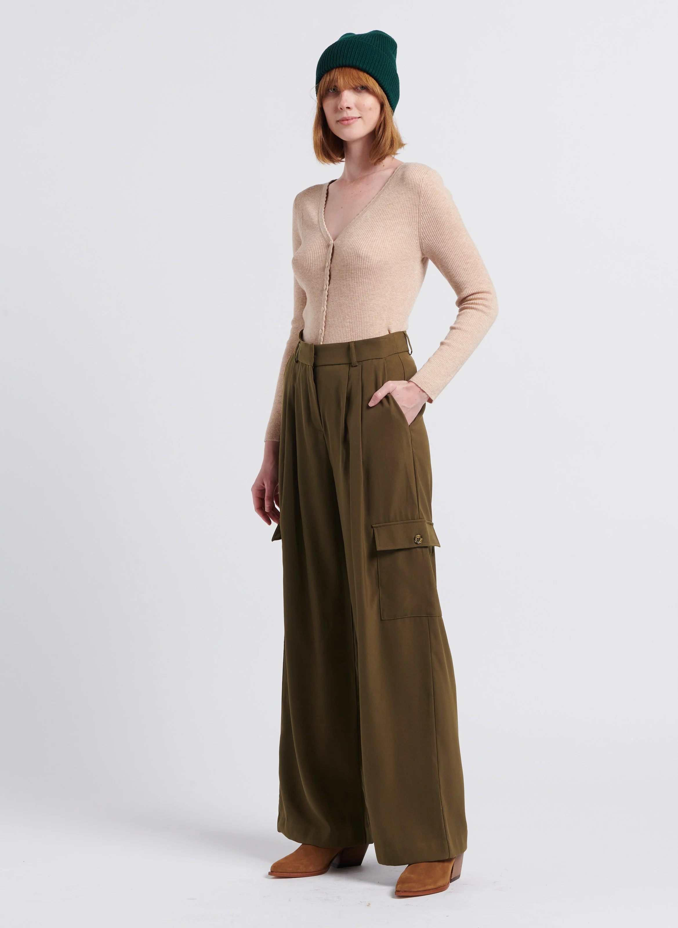 WINNIE MIA - Pantalon cargo fluide| Kaki
