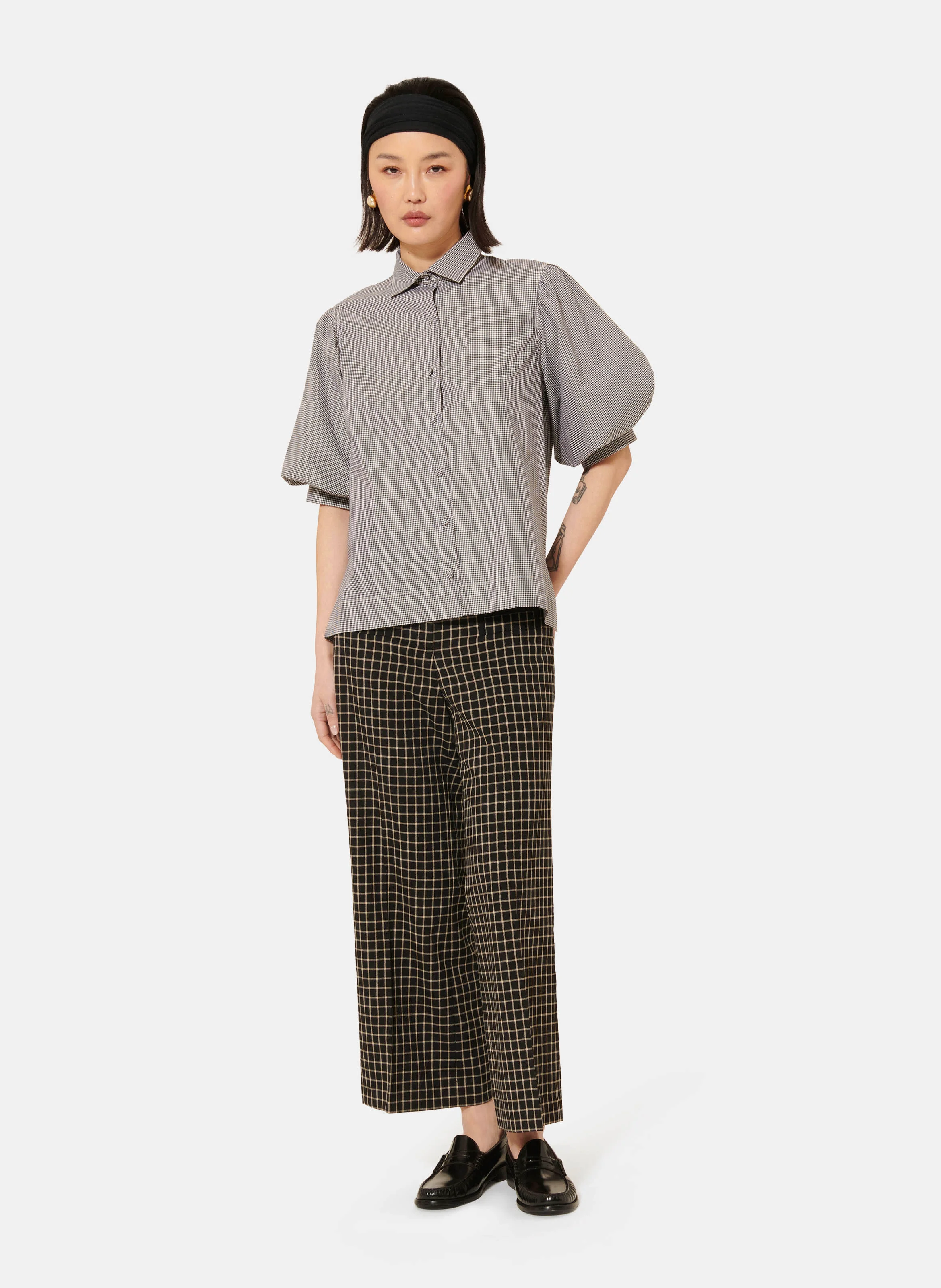 CALYPSO - Chemise col classique droite en coton imprimé | Noir