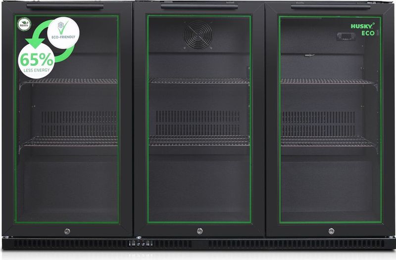 Husky - C3H-ECO-865-BK - Flessen Koelkast - Zwart - 350 Liter - Glazen Deuren