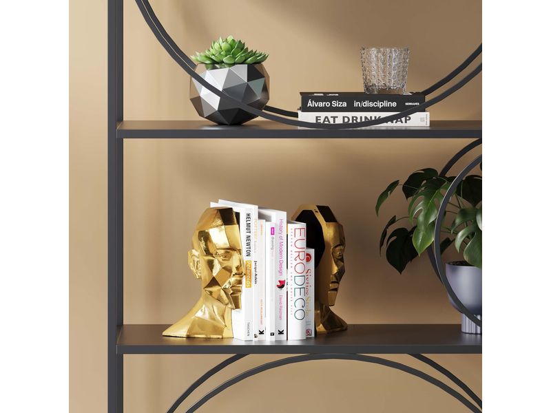 Kare Buchstütze Face 2er Set, Gold Buchstützen für das Bücherregal