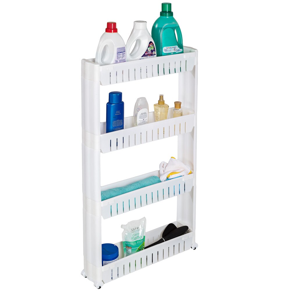 tectake® Nischenregal, 4 Ebenen, leicht zu reinigen, 54 x 12 x 101 cm