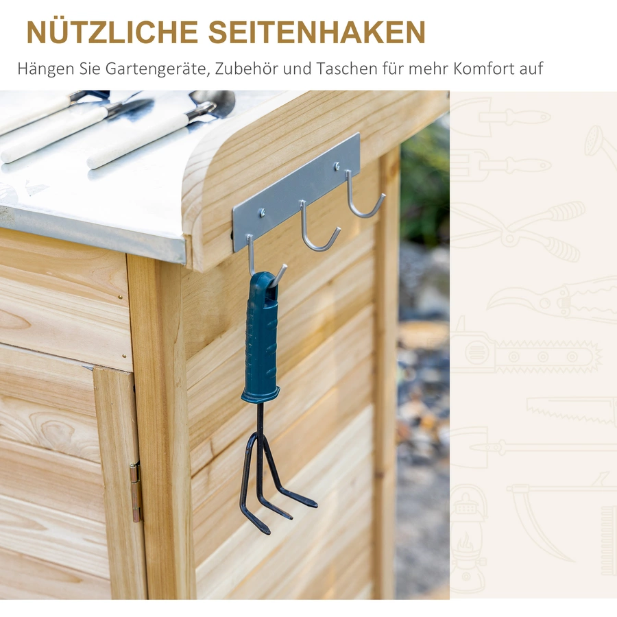 Outsunny Pflanztisch Mit Schublade und Haken natur