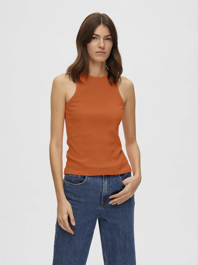 Selected Femme SLFANNA O-NECK TANK TOP NOOS Orangeade