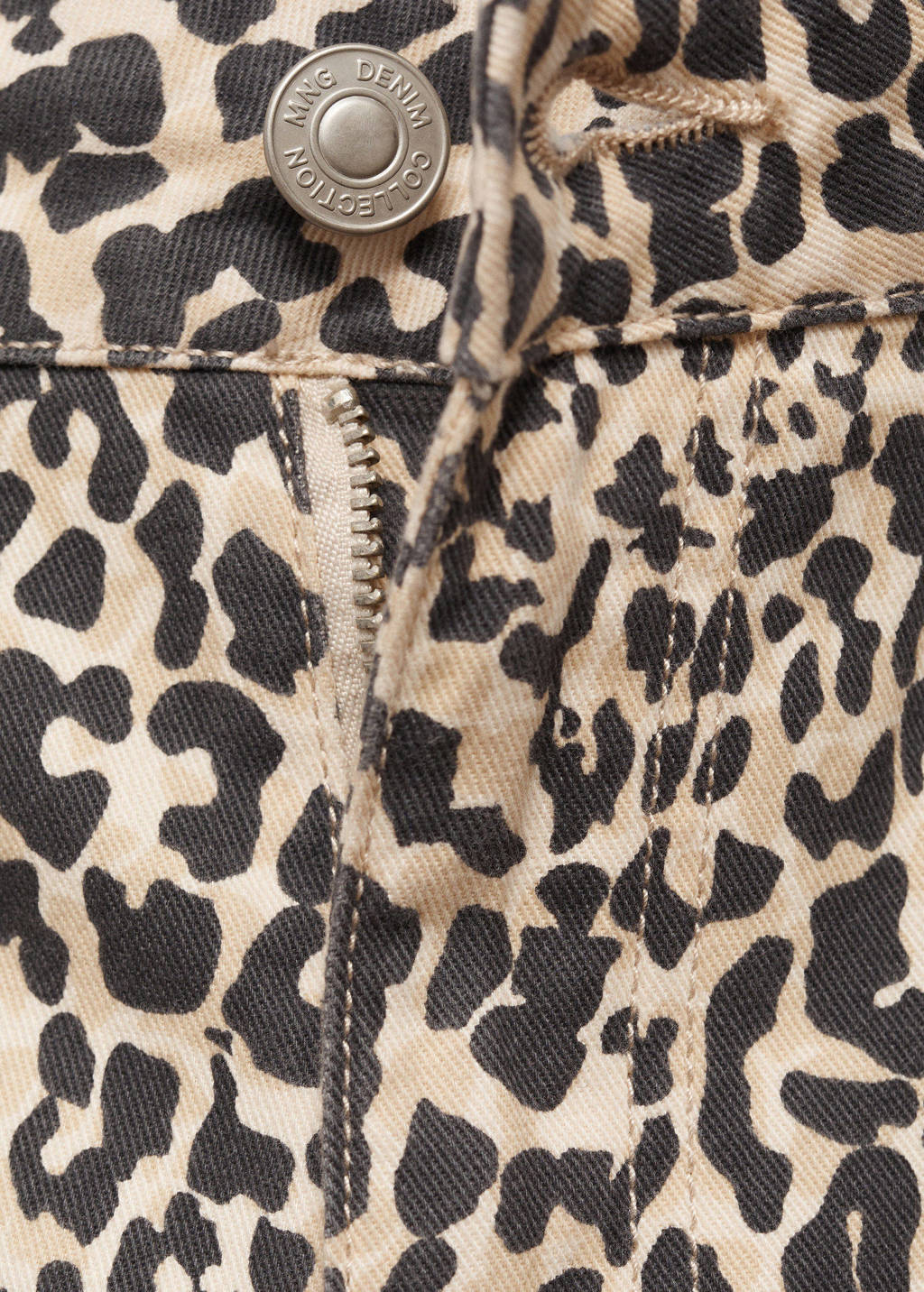MANGO TEEN straight fit broek met panterprint lichtbruin/zwart