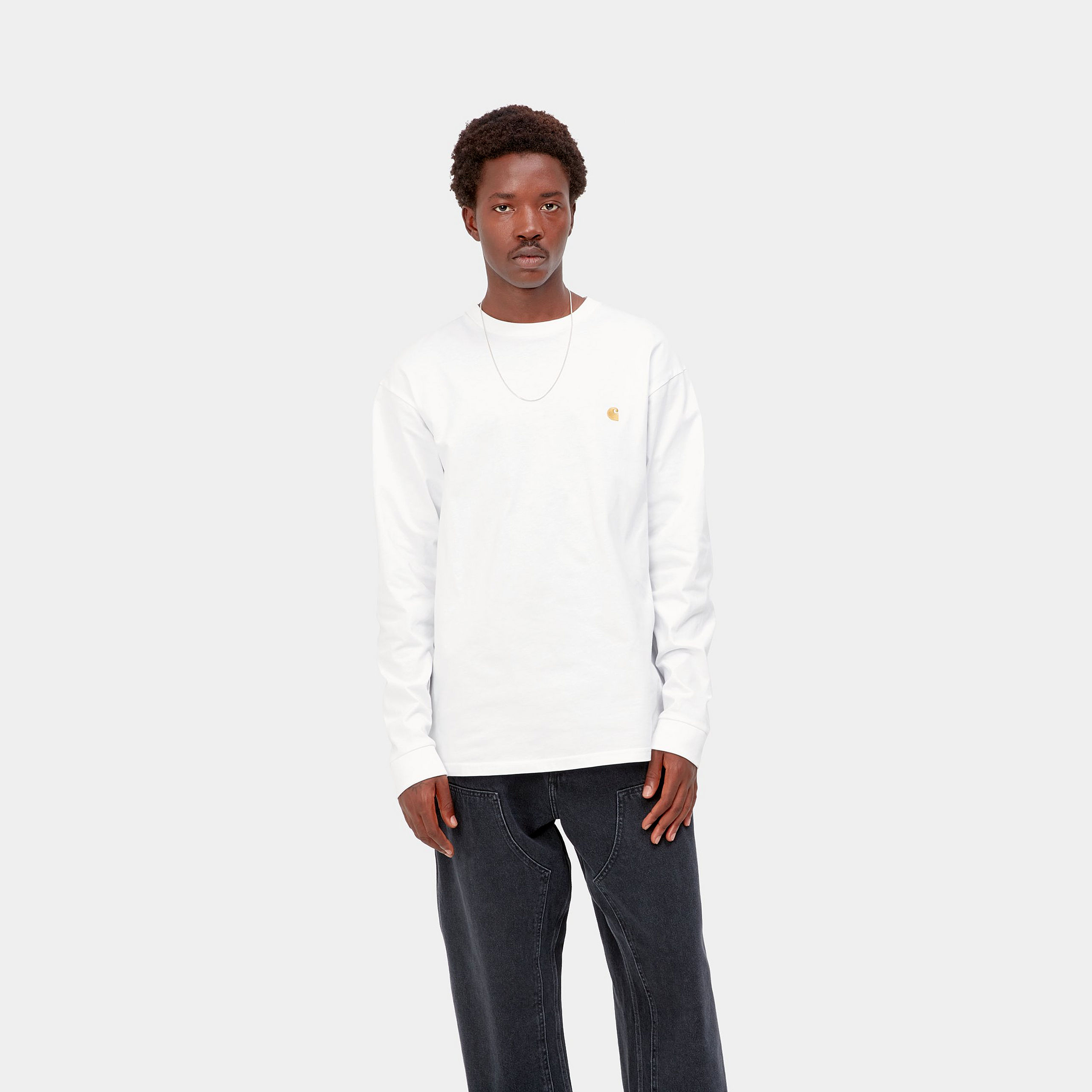 Carhartt WIP LS Chase T-Shirt White / Gold