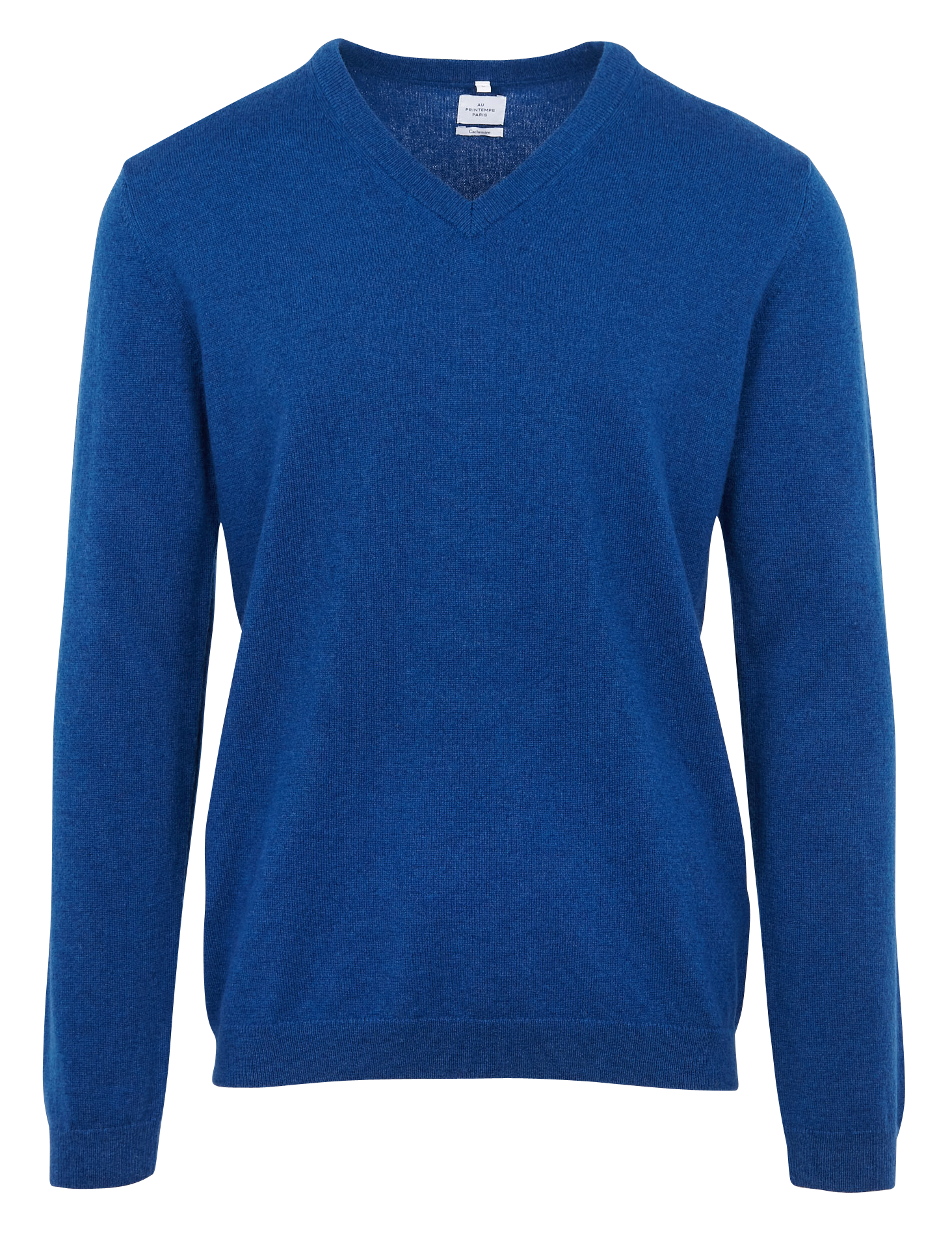 Pull col V regular-fit en cachemire | Bleu