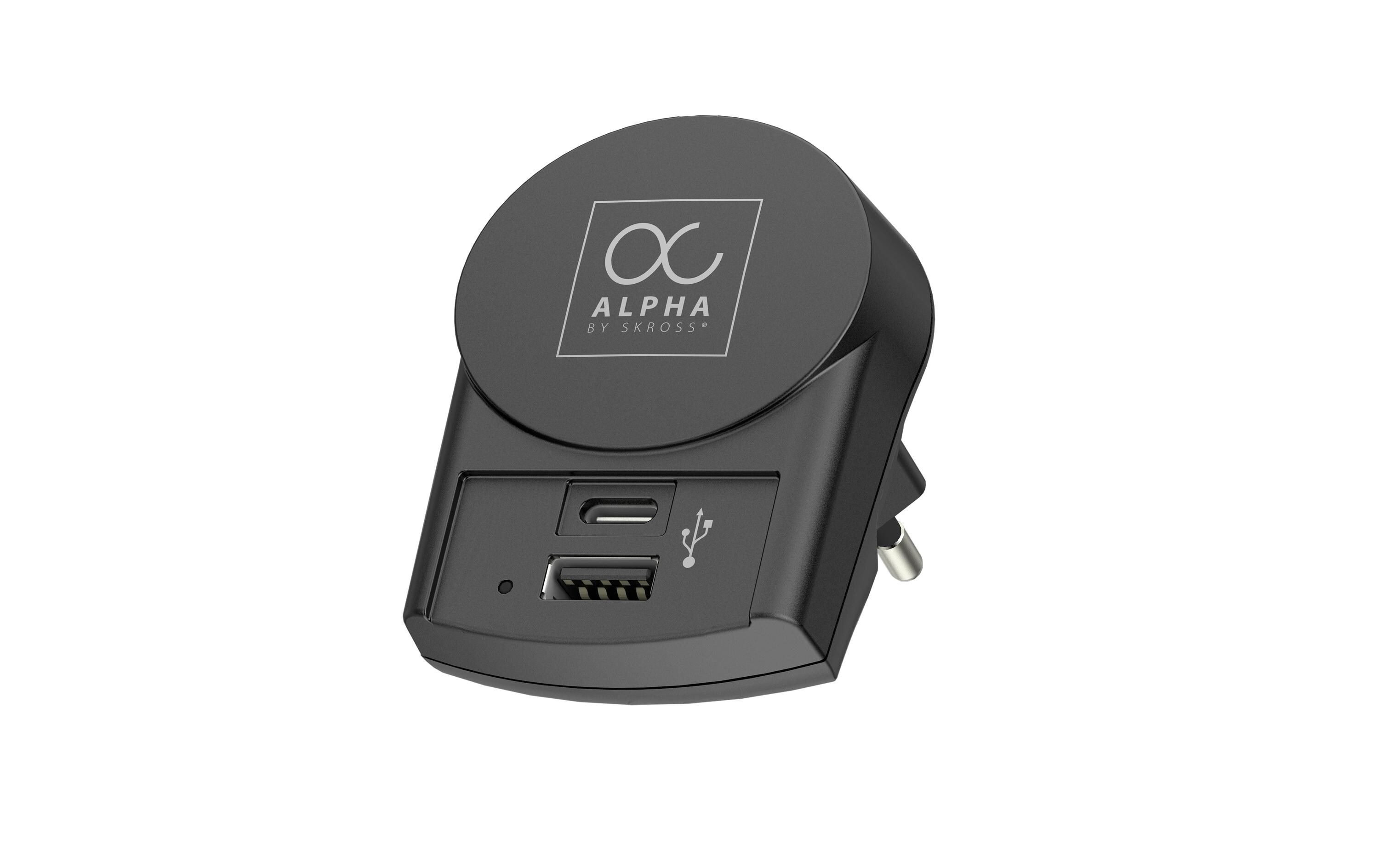Reiseadapter Alpha 1 x USB-APremium-Weltreiseadapter für 2- und 3-polige Geräte