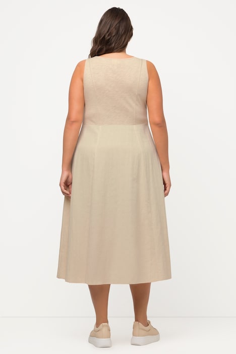 Midikleid, V-Ausschnitt, ärmellos, Biobaumwolle