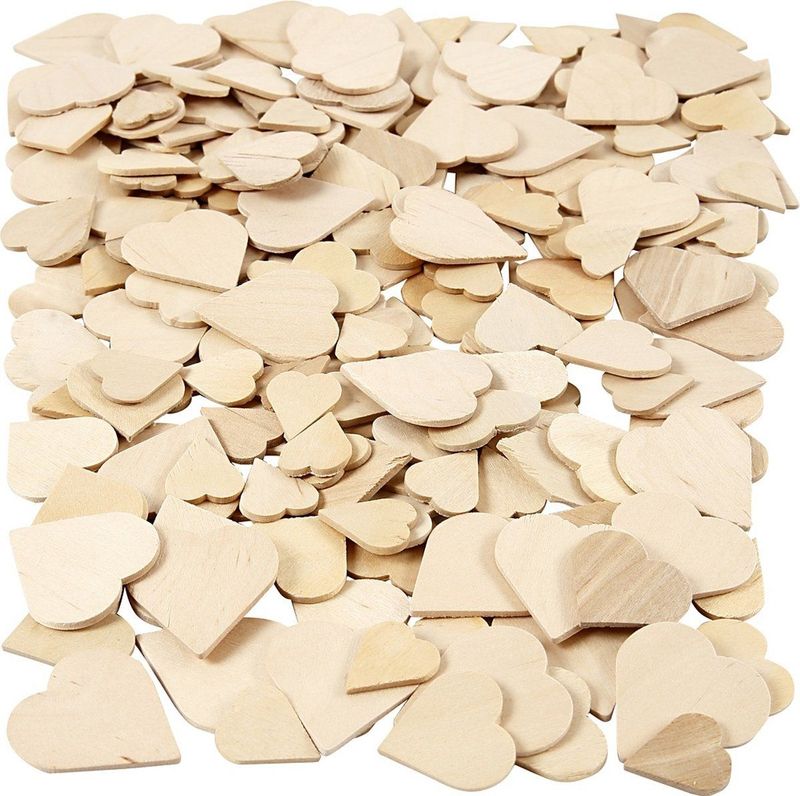Creativ Company - Mozaiek Harten - Berkenhout - 60 Stuks - Dikte 2mm