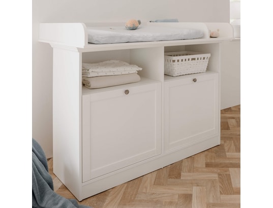 TERRE DE NUIT - Meuble à langer Commode à langer 2 tiroirs 2 niches blanc tiroirs niches