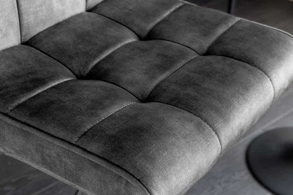 Höhenverstellbarer Barhocker MODENA grau Samt Metall schwarz drehbar