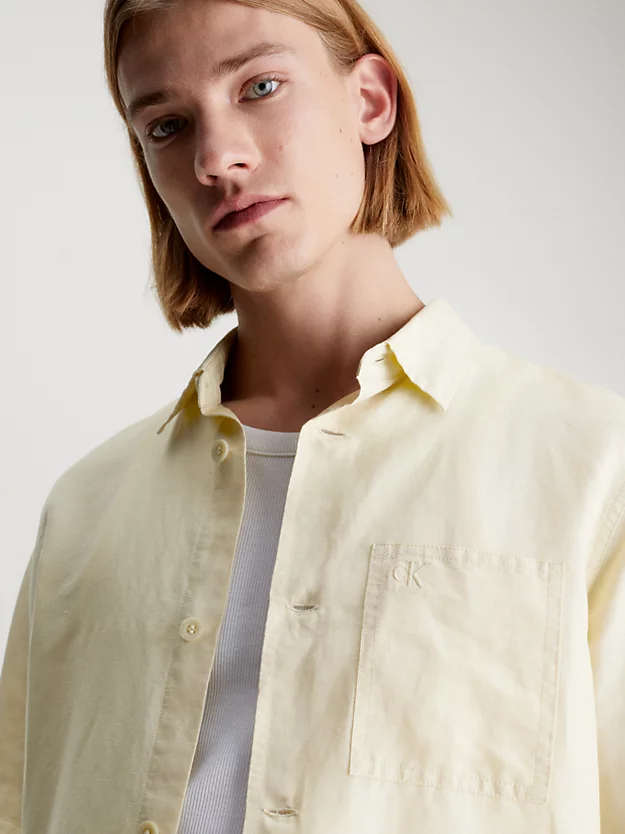Camisa de algodão e linho