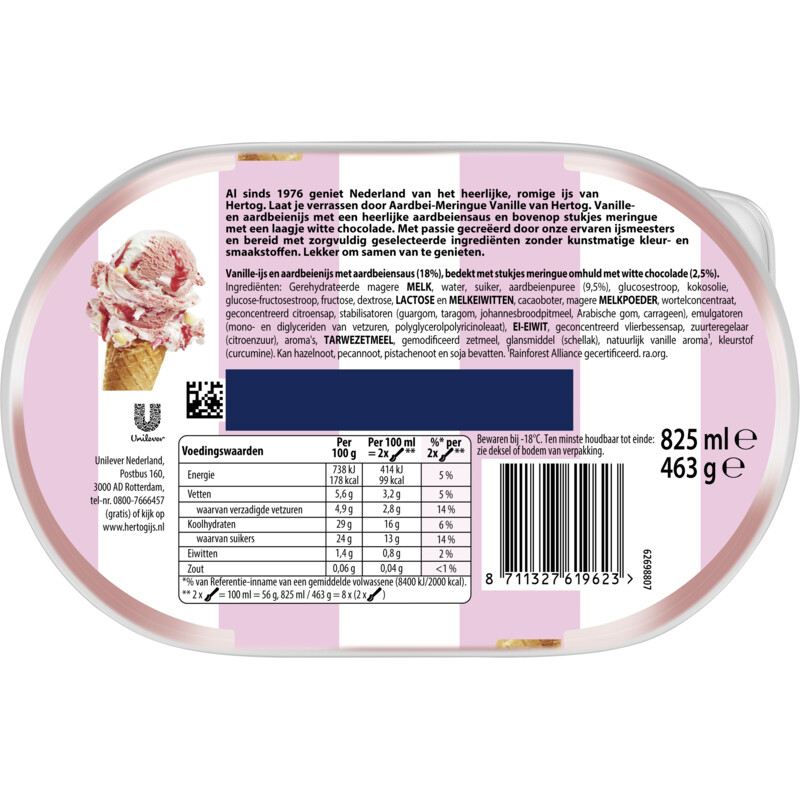 Hertog Ijssalon aardbei-meringue vanille