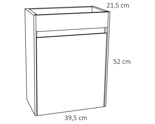 Wastafelset Difference HURA L 40 x 22 cm witte wastafel met antraciet onderkast, koudwaterkraan en sifon mat chroom 38.006.14