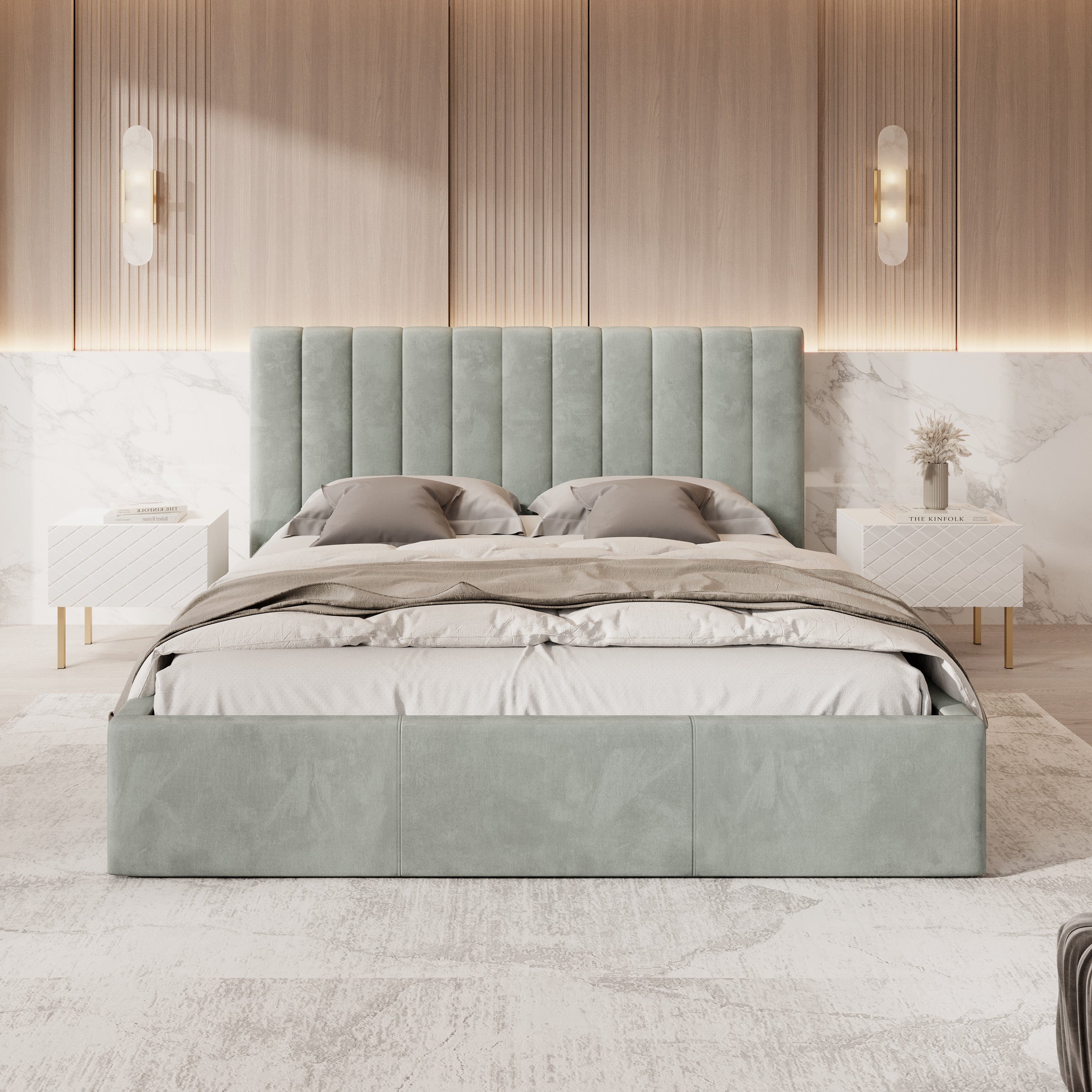 Chief - Tweepersoonsbed - Velvet grijs - 180x200 cm