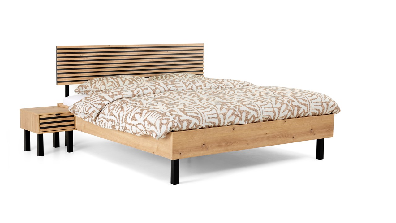 Bed Flint bianco eiken/grafiet