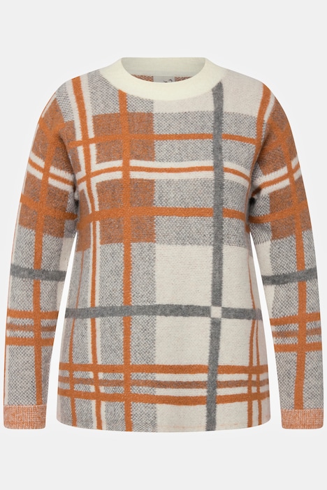 Pullover, Karomuster, Rundhals, Langarm