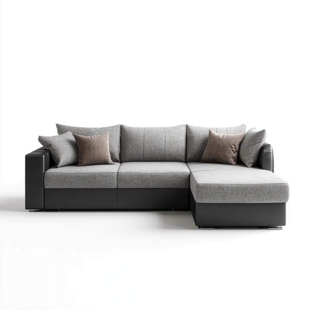 Ecksofa Stoff 250x150x85 cm – Hellgrau/Dunkelgrau – Modernes Design