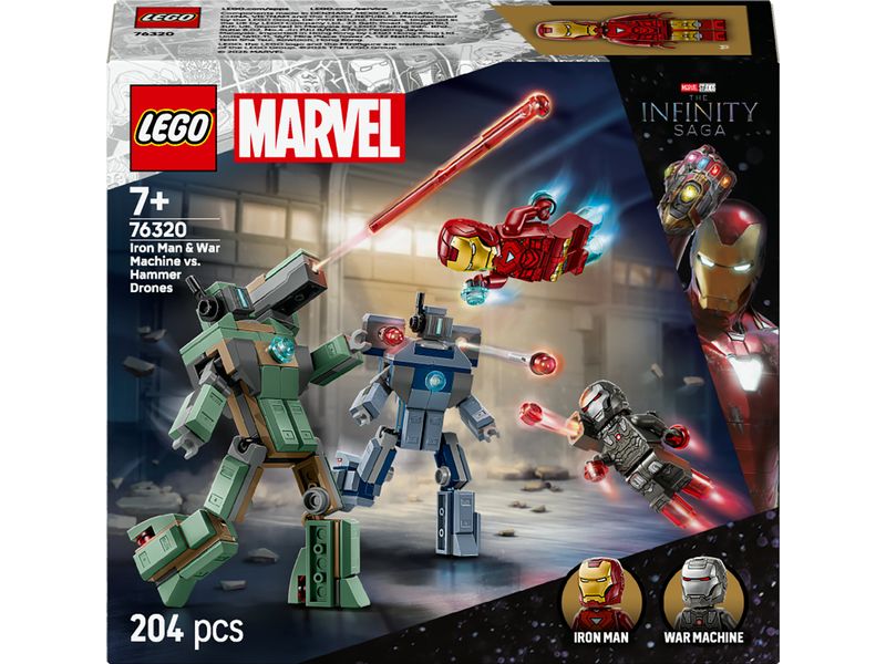 LEGO® Marvel Iron Man and War Machine vs. Hammer-Drohnen 76 Superhelden-Set zum Bauen und Spielen