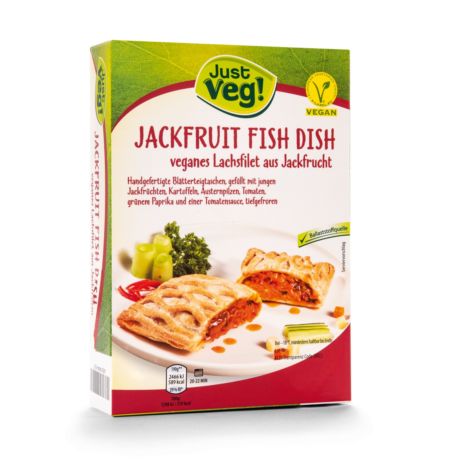 JUST VEG! Jackfruit Fish Dish, Lachs Tomate-Basilikum 190 g​​​​​​​