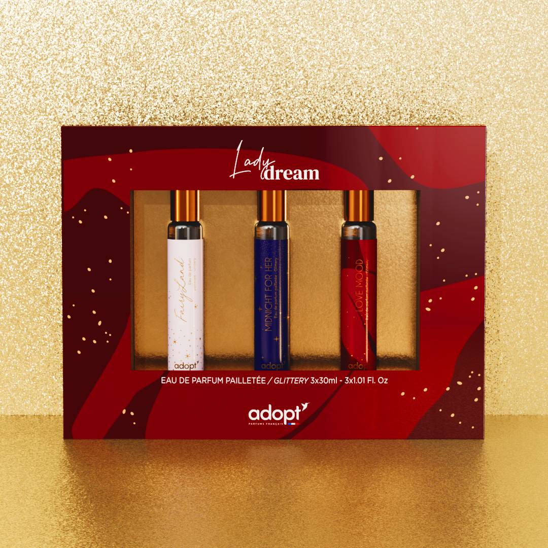 Lady dream - Coffret 3 eaux de parfum Fairy land pailletée 30ml + Love mood 30ml + Midnight for her 30ml