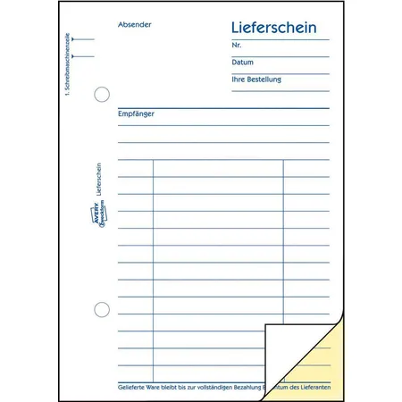 Avery Zweckform 1722 Lieferschein, A6, selbstdurchschreibend, 2x40 Blatt