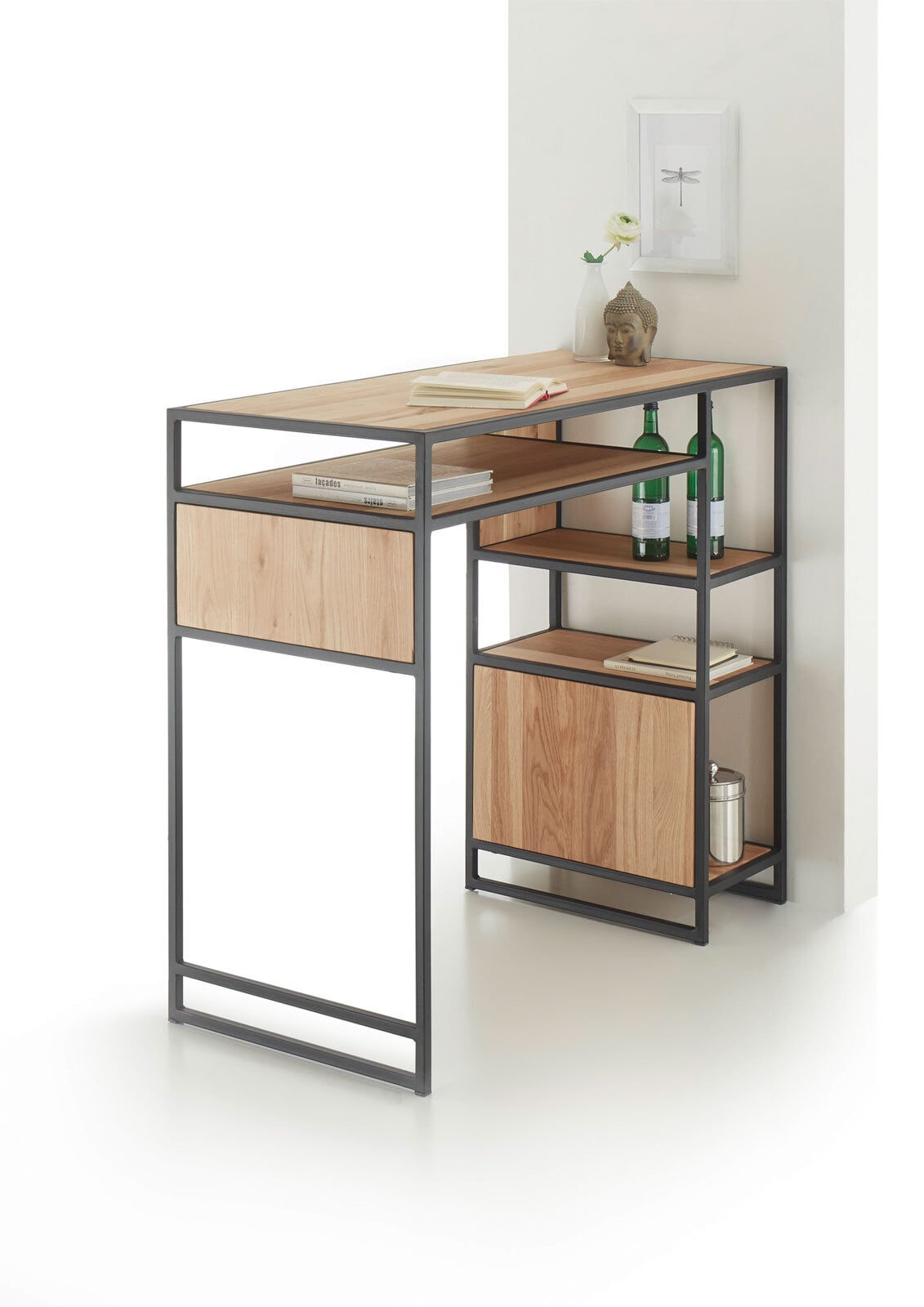 Bartisch LOGAN Massiv Eiche braun /schwarz