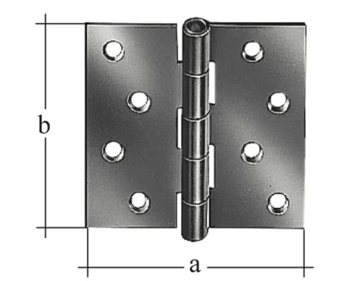 Vierkant scharnier met geklonken roestvrijstalen pen, 64 x 62 mm, roestvrij staal