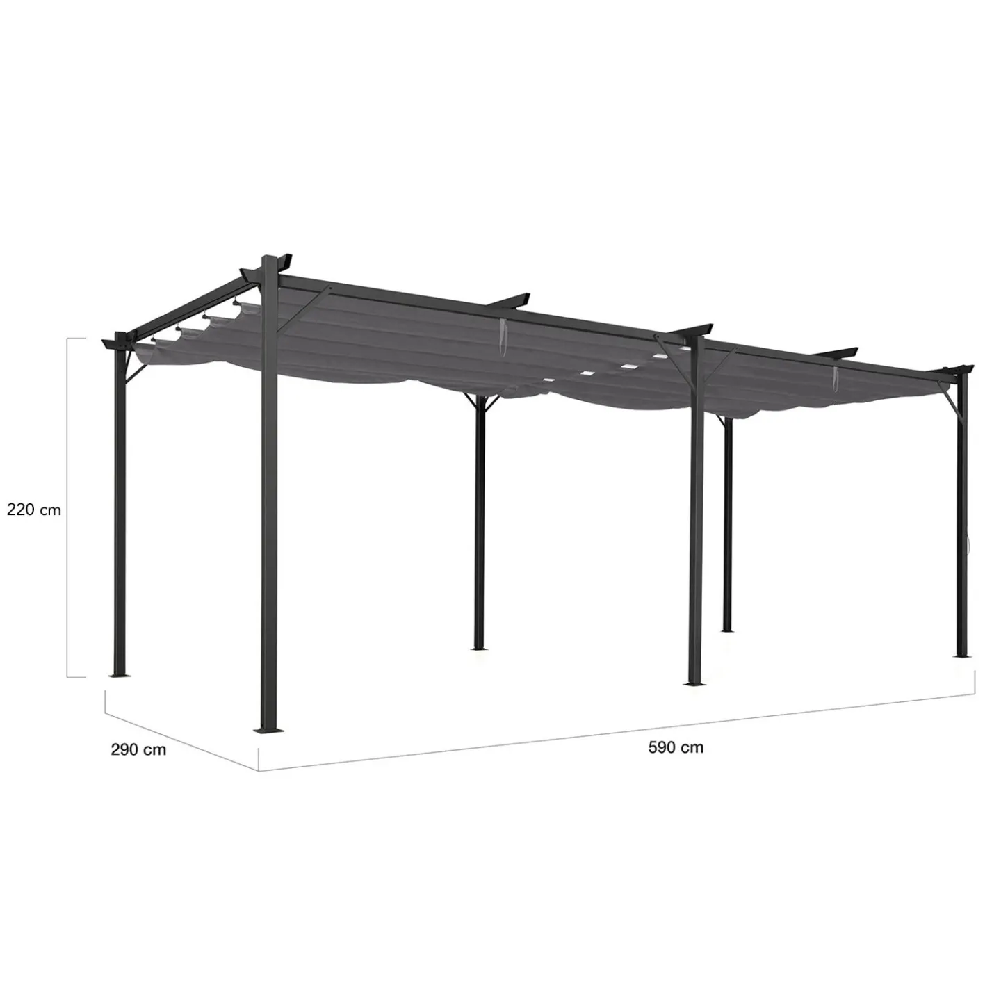 Pergola toit rétractable 6 pieds 3x6 M tonnelle gris anthracite