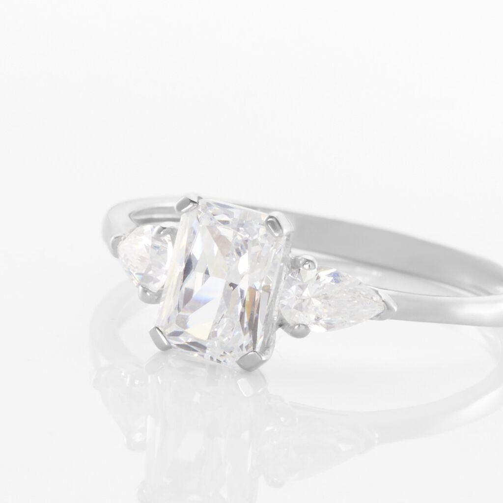 Bague Saelle Or Blanc Oxyde De Zirconium
