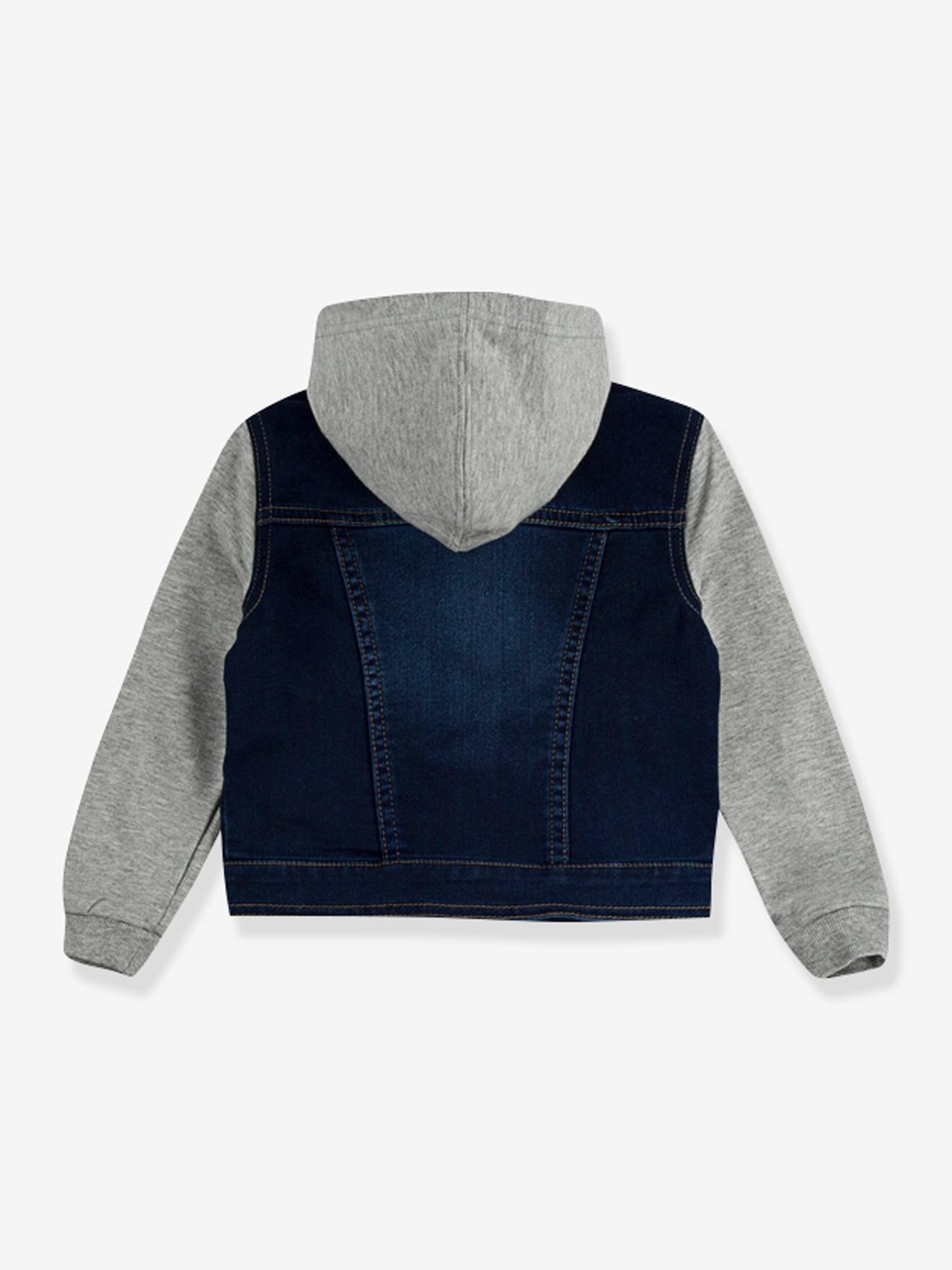 Jaqueta com capuz Levi's® em dois materiais na cor azul jeans