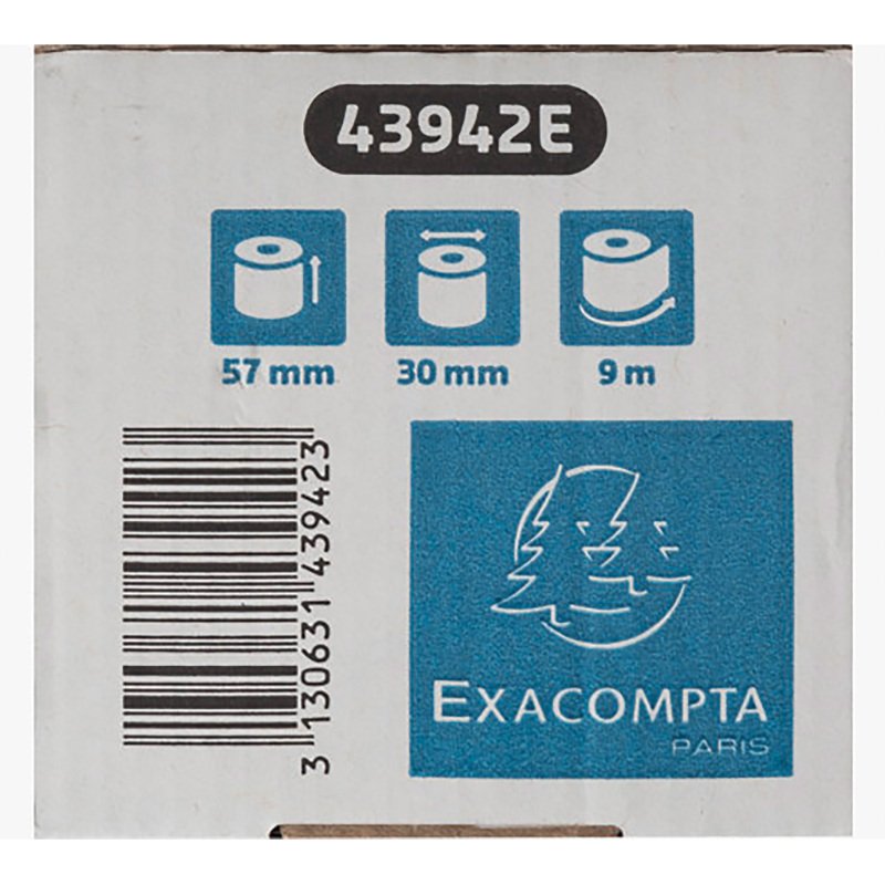 Bobines Terminaux bancaires Exacompta 43942E - l 57 mm x L 9 m, Ø 30 mm - 1 pli(s) - paquet de 20