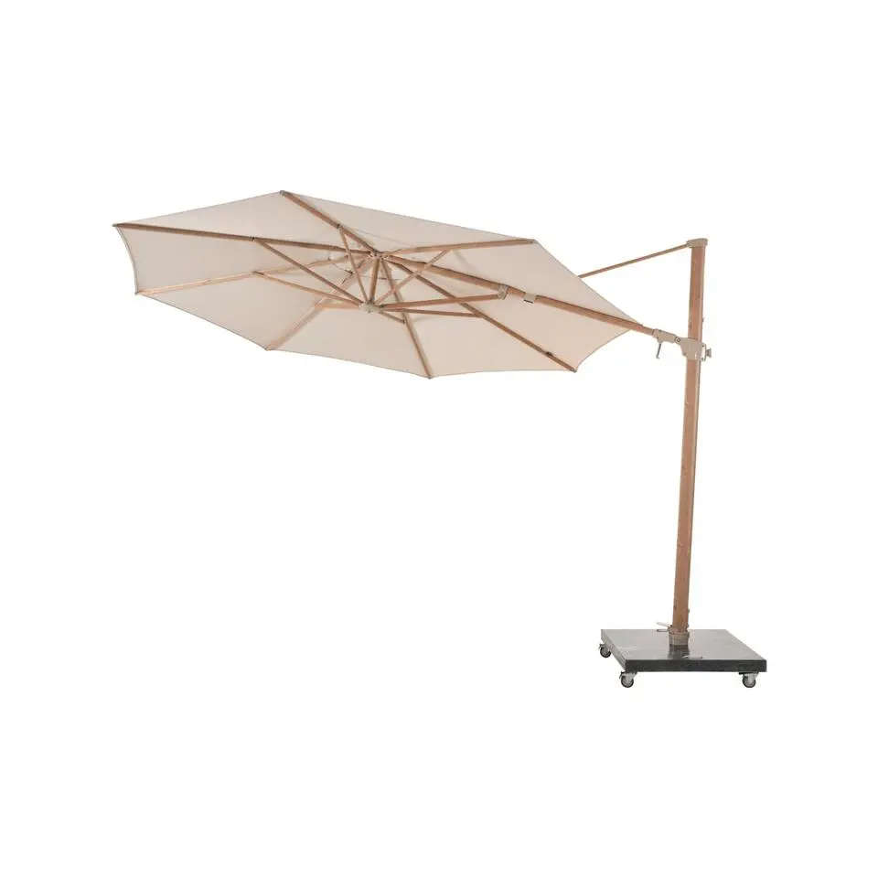 4-Seasons Siesta Premium - zweefparasol 350 cm. - Woodlook/Sand