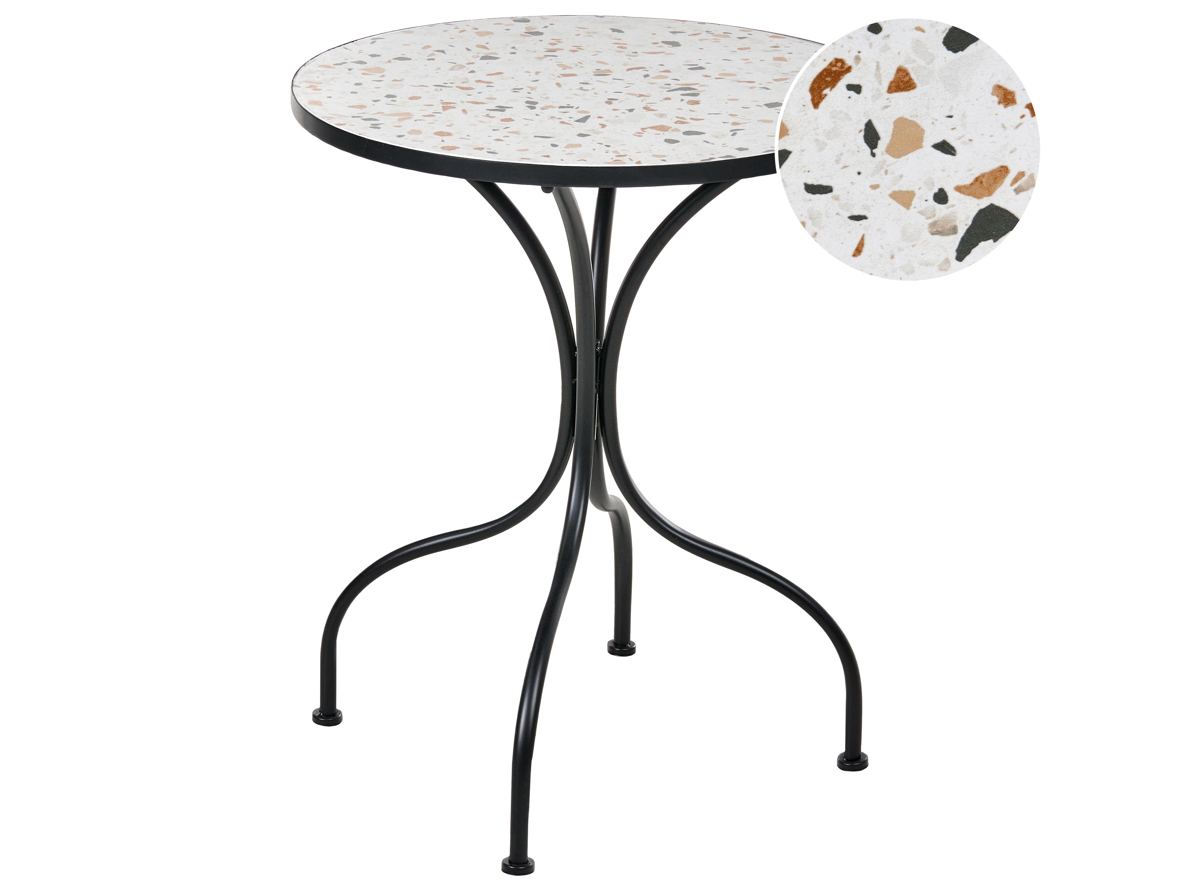 Bistrotafel ARTENA 60 cm 60 cm Terrazzo-effect Metaal Zwart