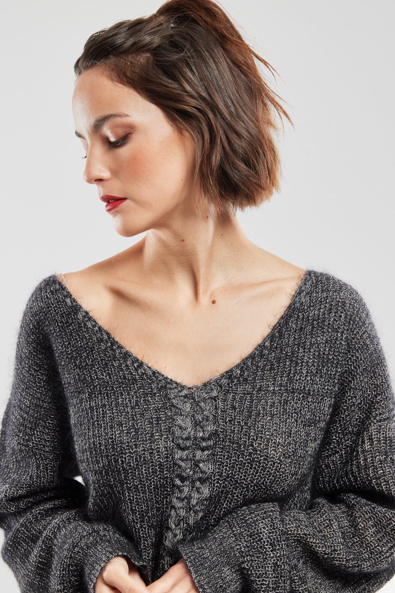 Pull maille torsadée - mohair et soie