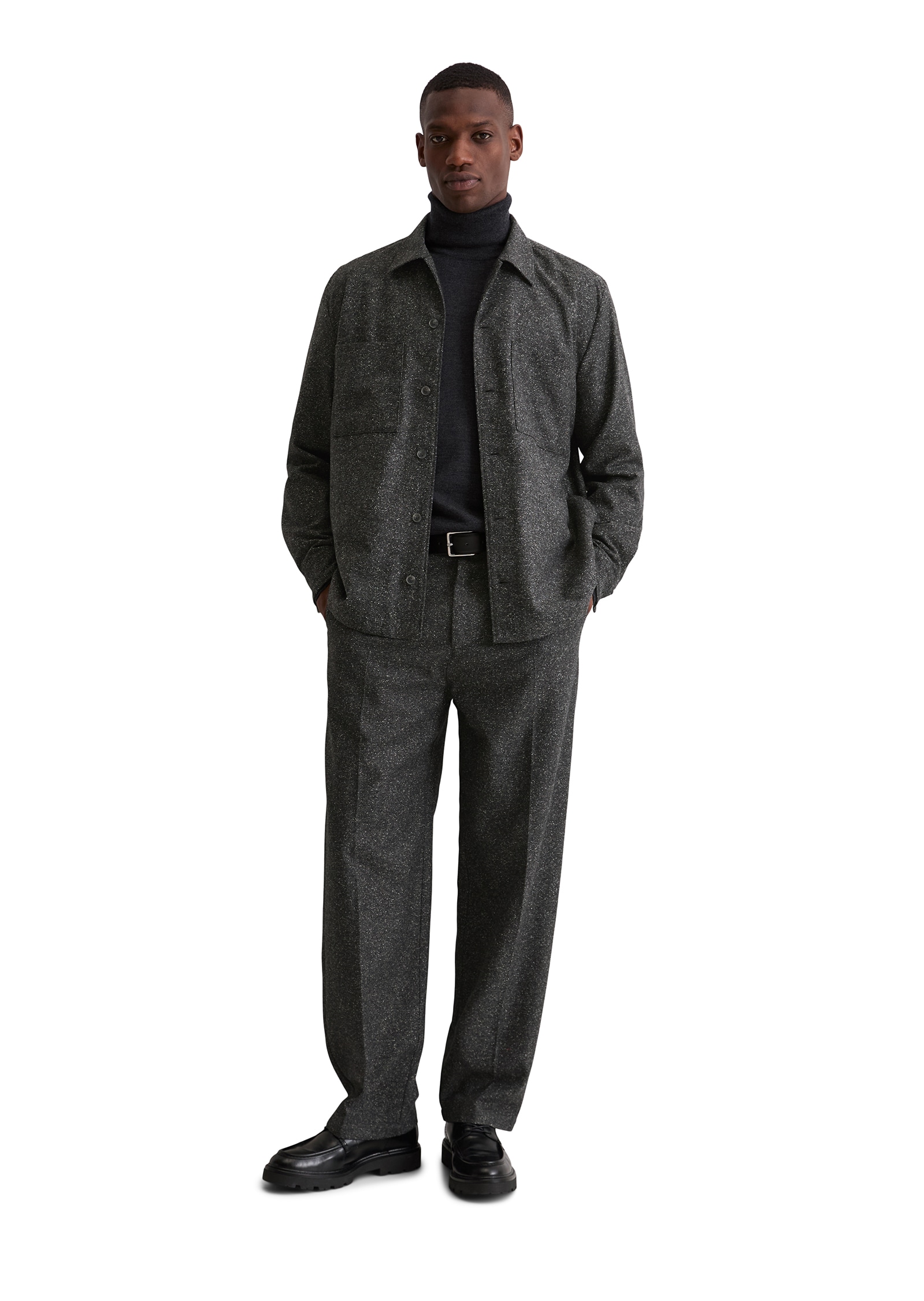 Marc O'Polo Hemdjacke Overshirt aus Woll-Mix, lockere Form, melierte Struktur
