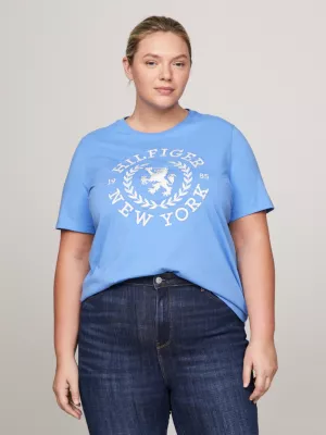 Camiseta Curve com gola redonda e bordado de brasão