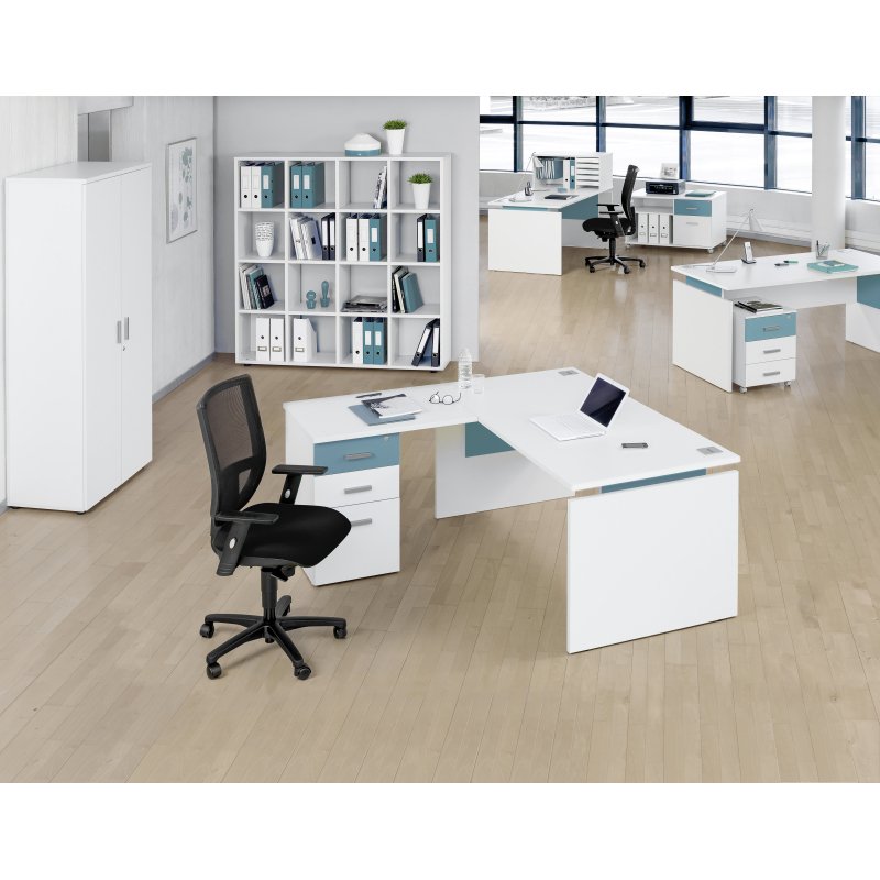 Pack bureau L 160cm + caisson mobile 3 tiroirs blanc Intuitiv