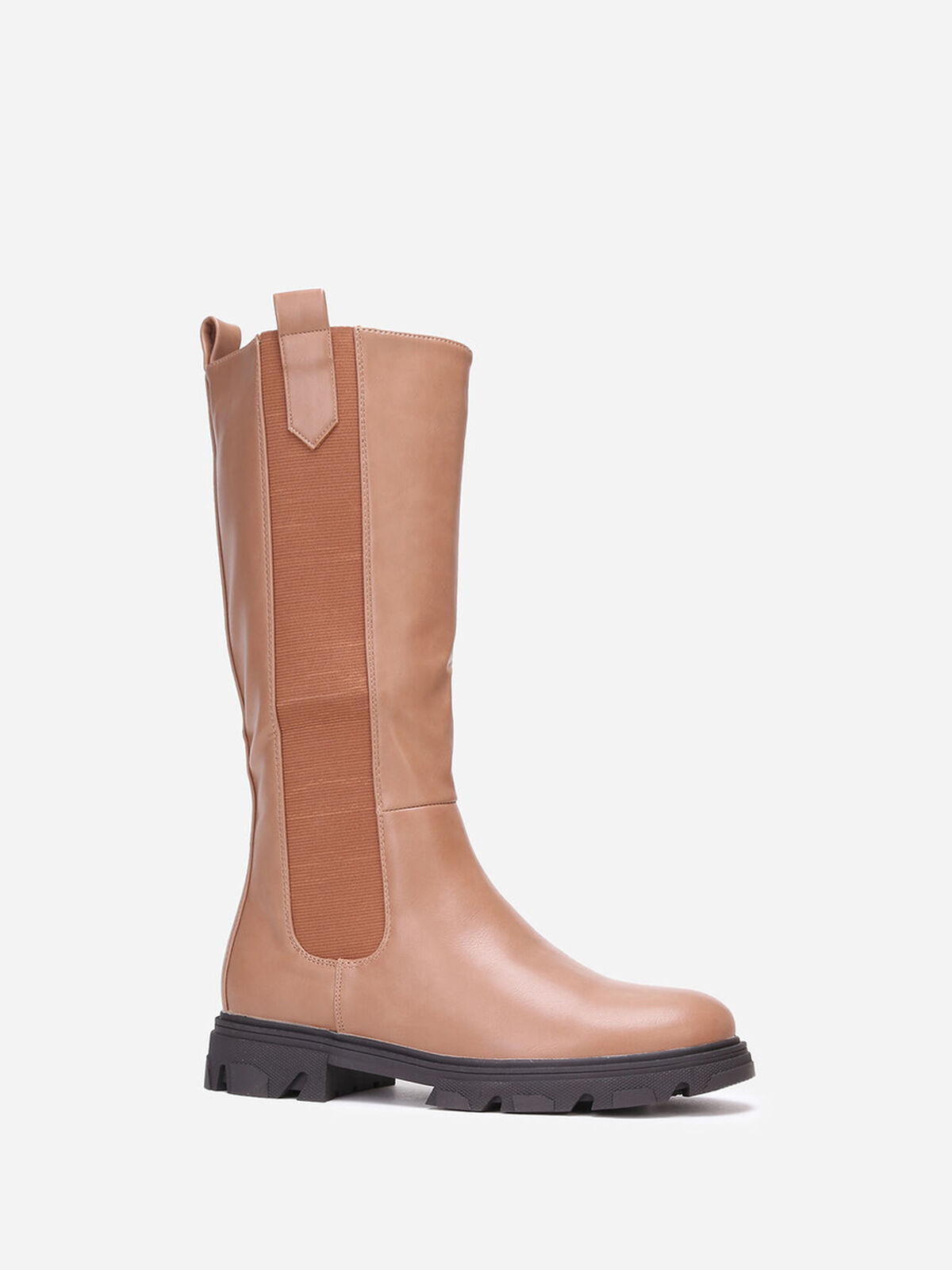Bottes cavalières crantées grandes tailles- Taupe