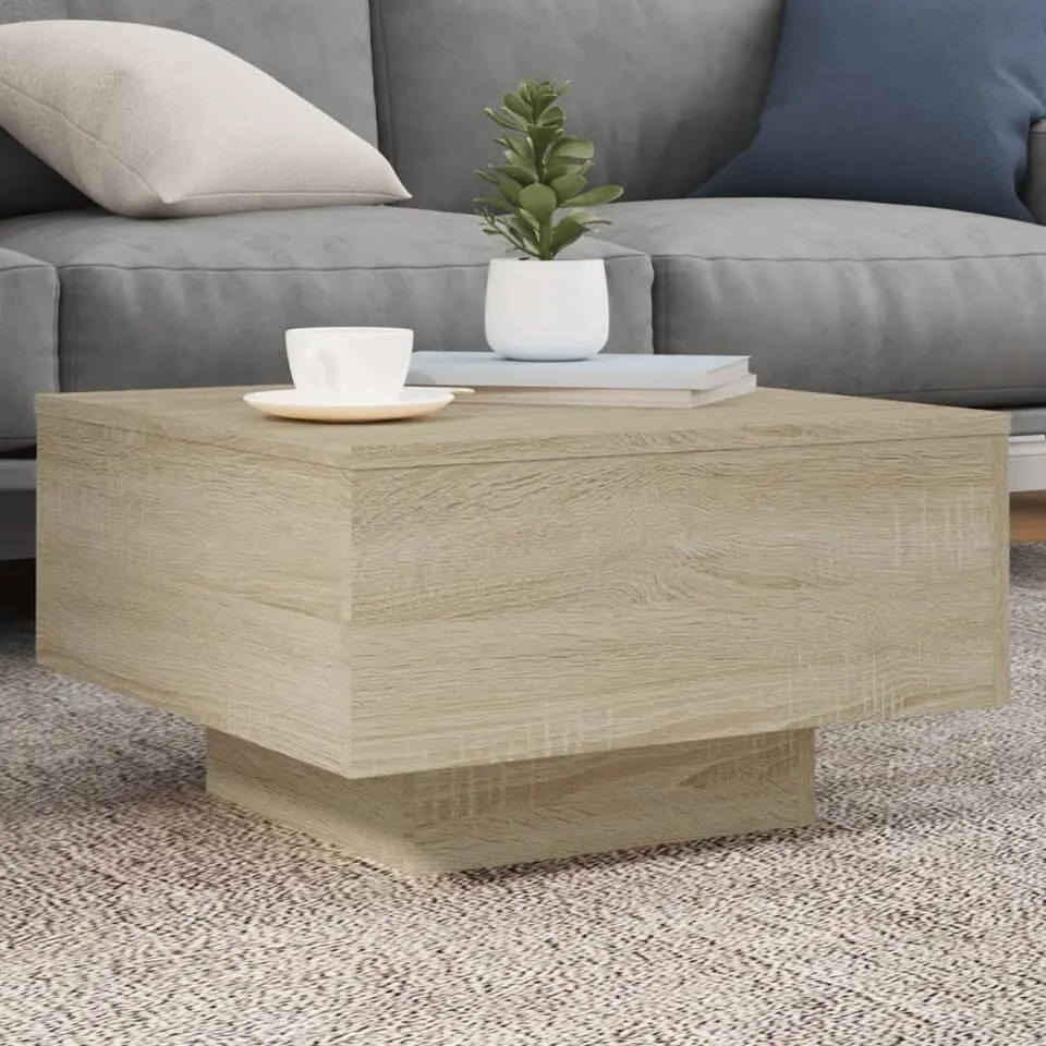 vidaXL - Vierkante salontafel - Sonoma eiken - Bewerkt hout - 55x55x31 cm
