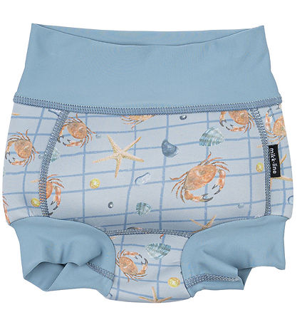 Mikk-Line Schwimmwindel - UV50+ - Verwaschener Denim m. Karos/Pr