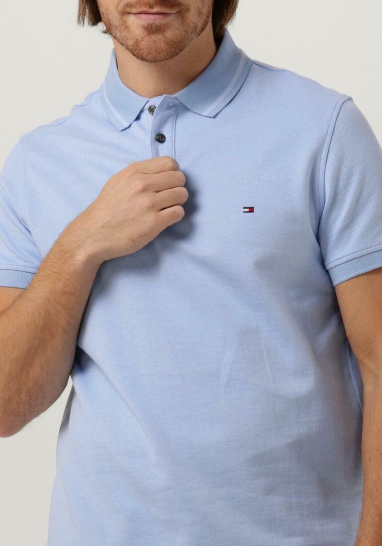 TOMMY HILFIGER lichtblauwe tommy hilfiger polo pretwist mouline tipped polo