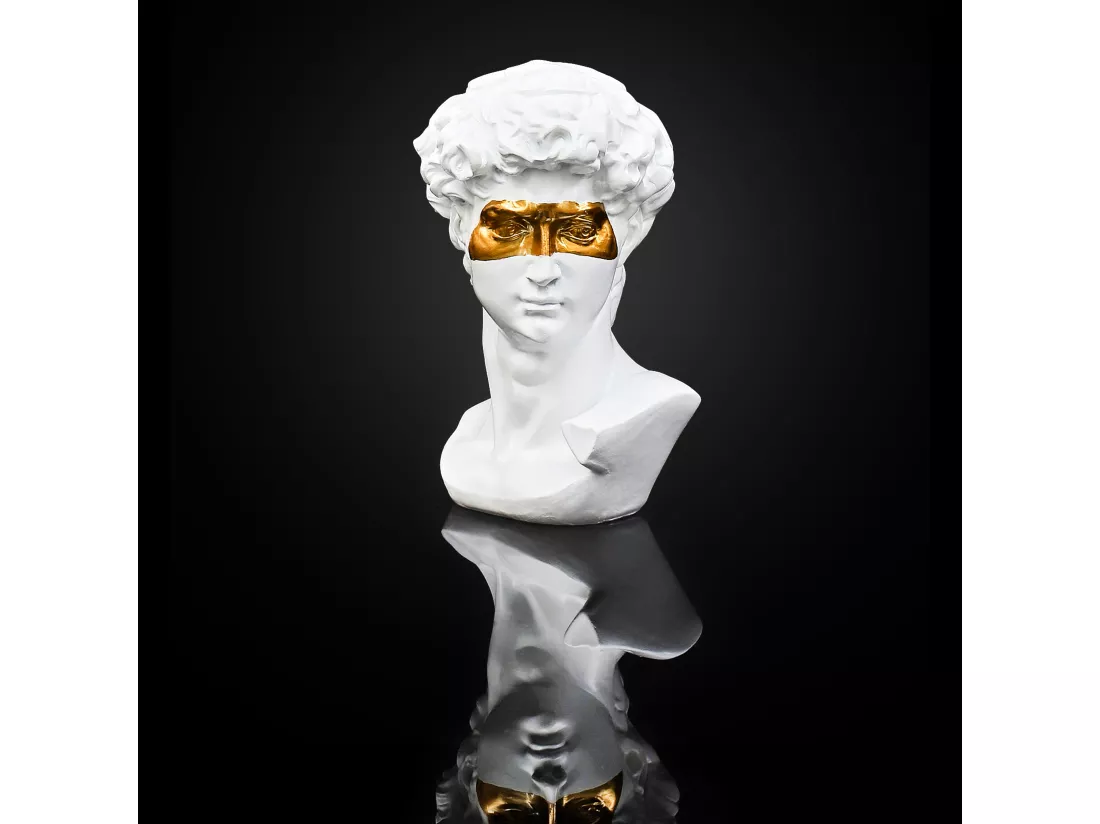 STATUE DAVID MASQUE DORE H15CM