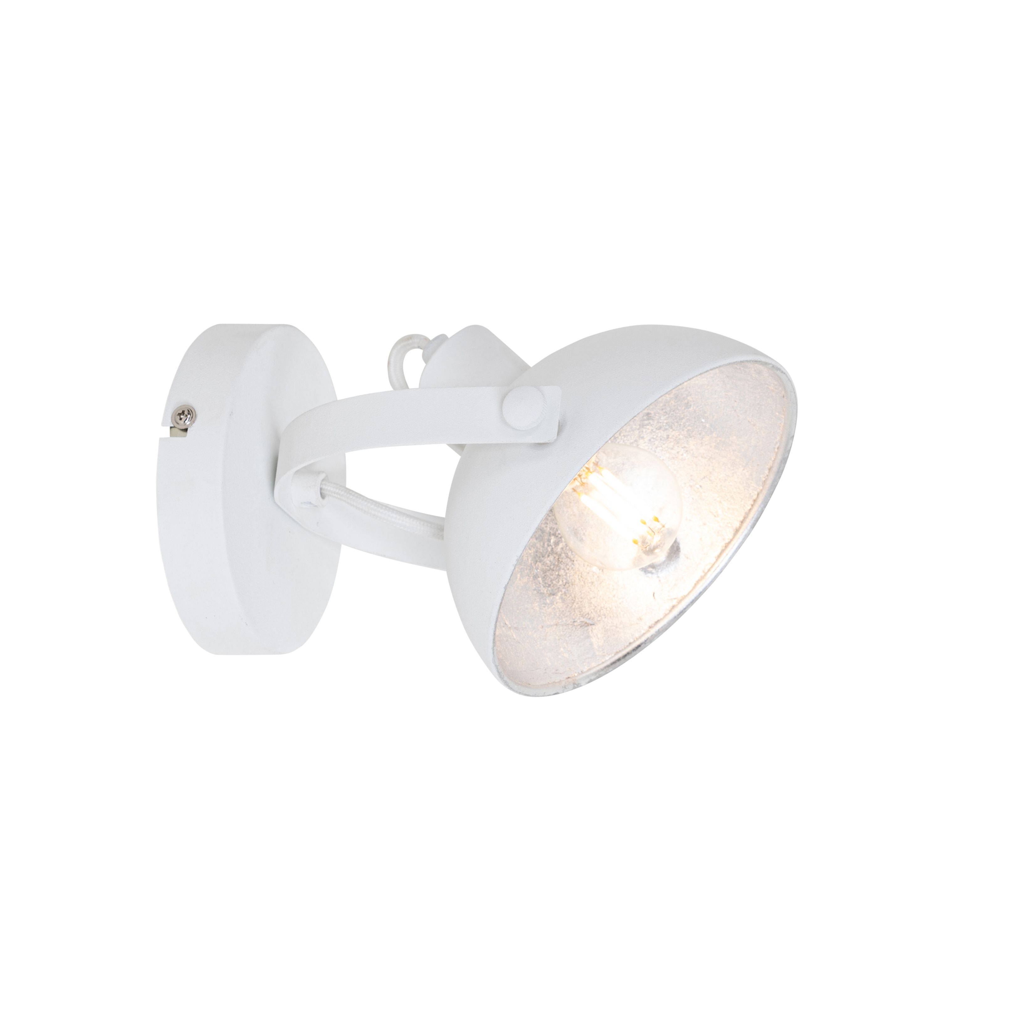 Industriële plafondlamp wit met zilver 15 cm verstelbaar - Magnax