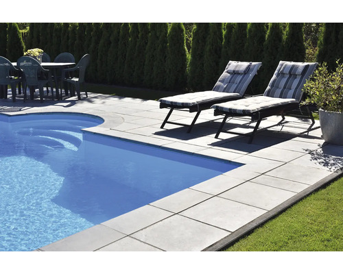 Zwembadrandsteen Margo Element 90° hoek parelgrijs 49,5/49,5 x 31 x 3,2 cm