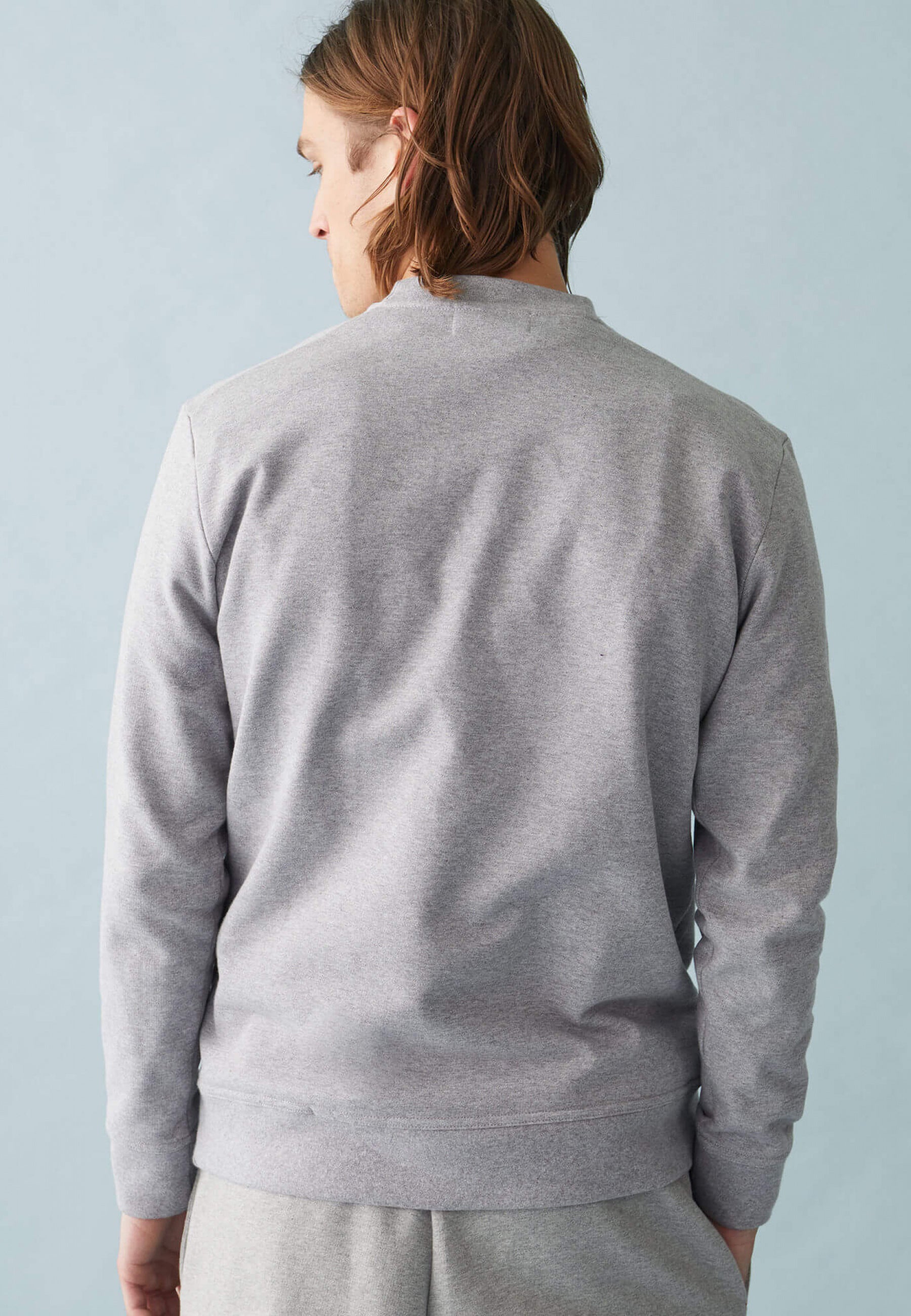 Sweat-shirt en molleton gratté-Barthe Gris Chiné