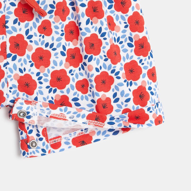 Combinaison courte coquelicots rouge bébé fille Rouge