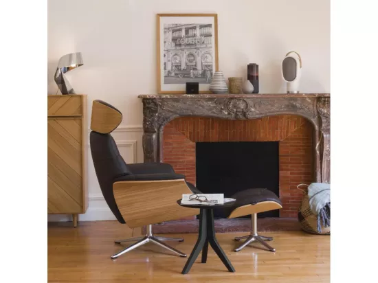 HABITAT - Fauteuil en chêne et cuir Savoy - Noir obsidienne - Pied aluminium - Marc