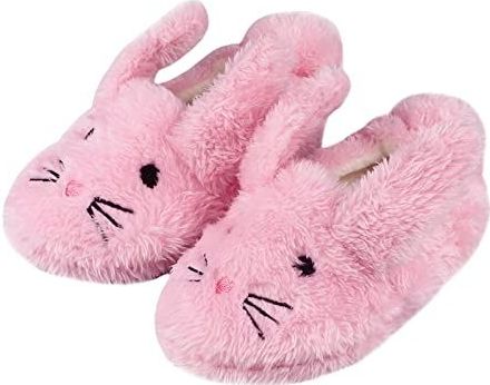 LACOFIA Kinderen Meisjes Sloffen Kleuter Antislip Rubberen Zool Slipper Schoenen Kinderen Winter Warm Dier Pantoffels Konijn Roze 22/23